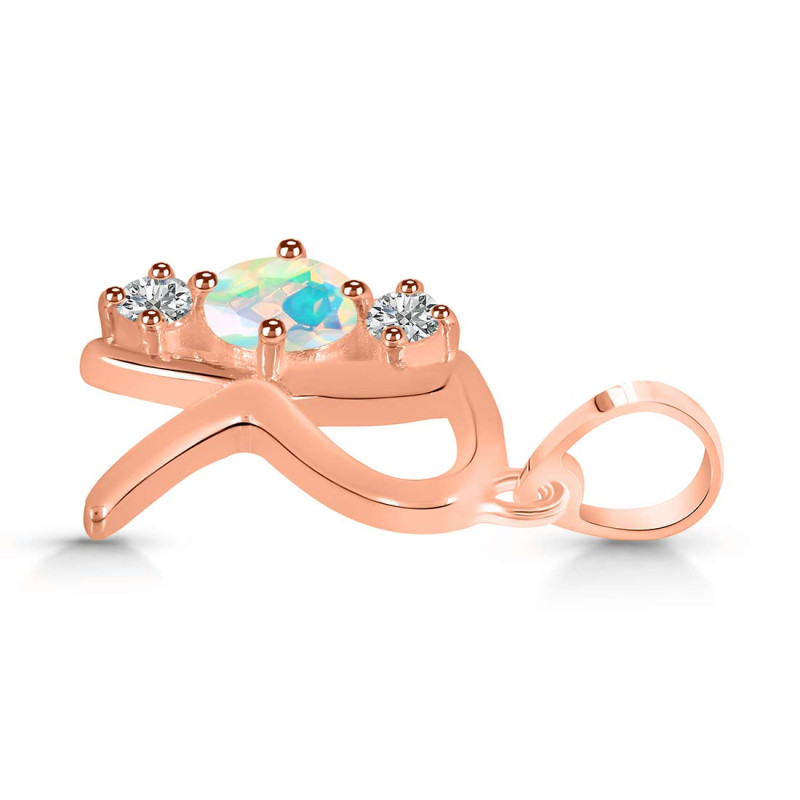 Opal & White Topaz Alphabet R Pendant OPL-RDA-70.