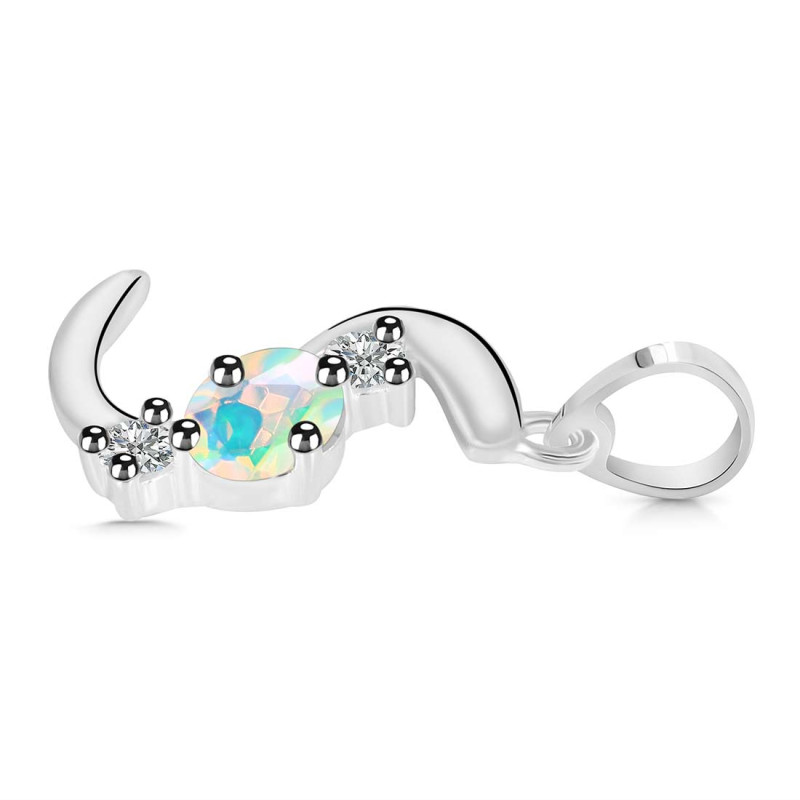 Opal & White Topaz Alphabet S Pendant