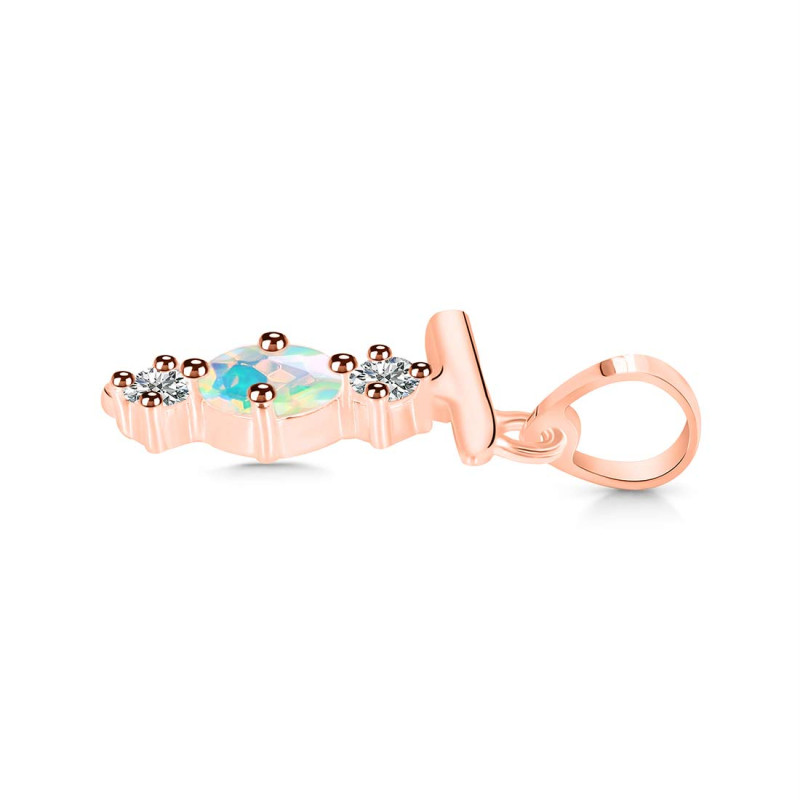 Opal & White Topaz Alphabet T Pendant OPL-RDA-72.