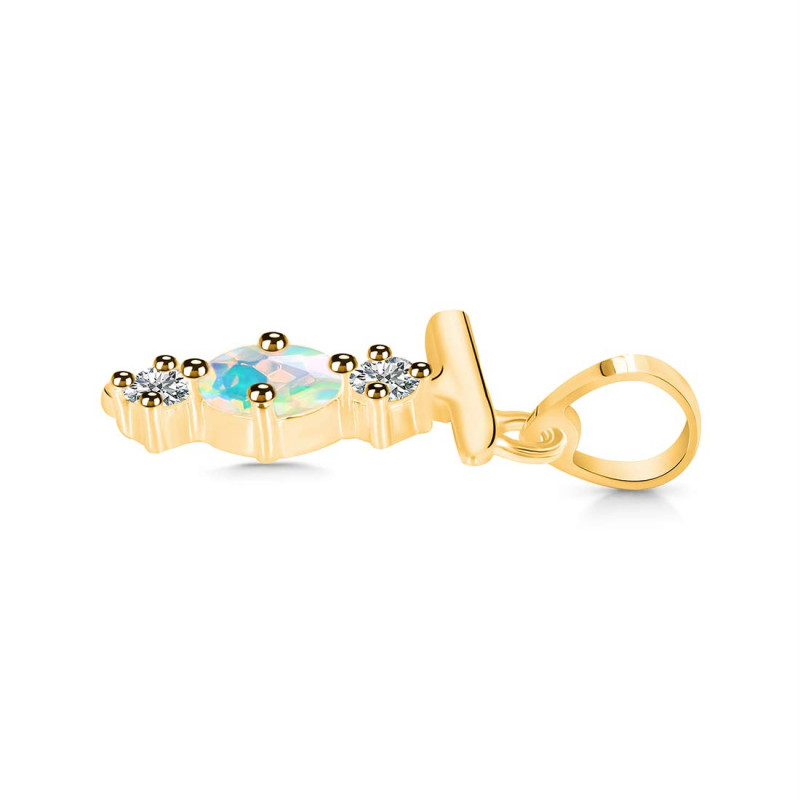 Opal & White Topaz Alphabet T Pendant OPL-RDA-72.