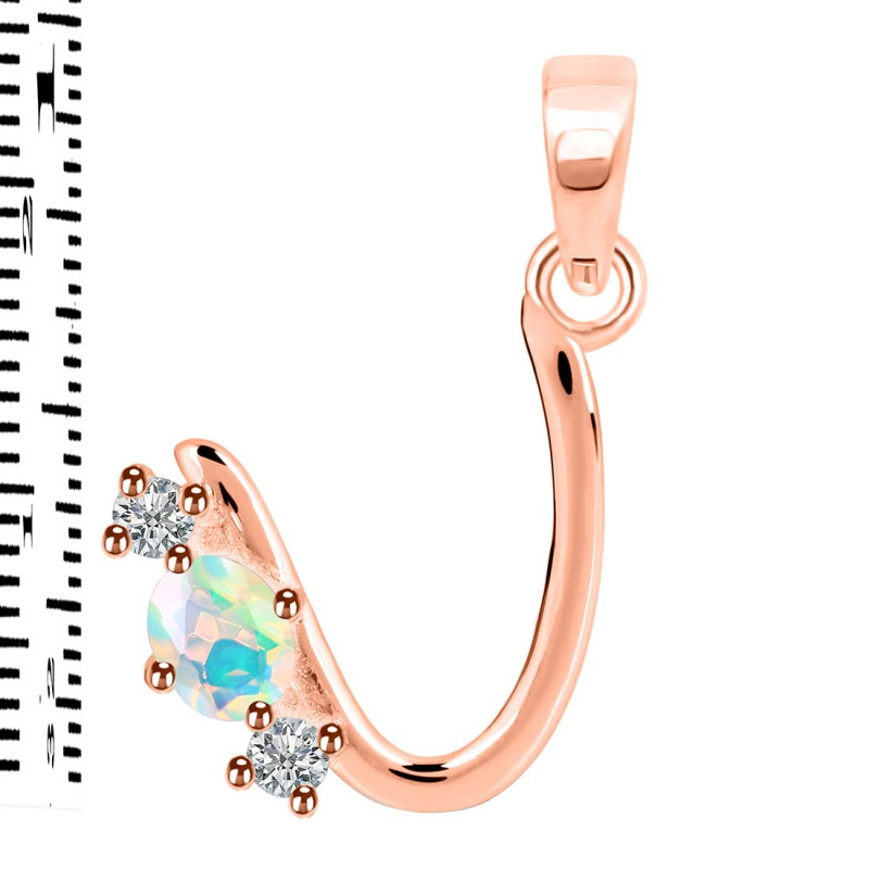 Opal & White Topaz Alphabet U Pendant OPL-RDA-73.