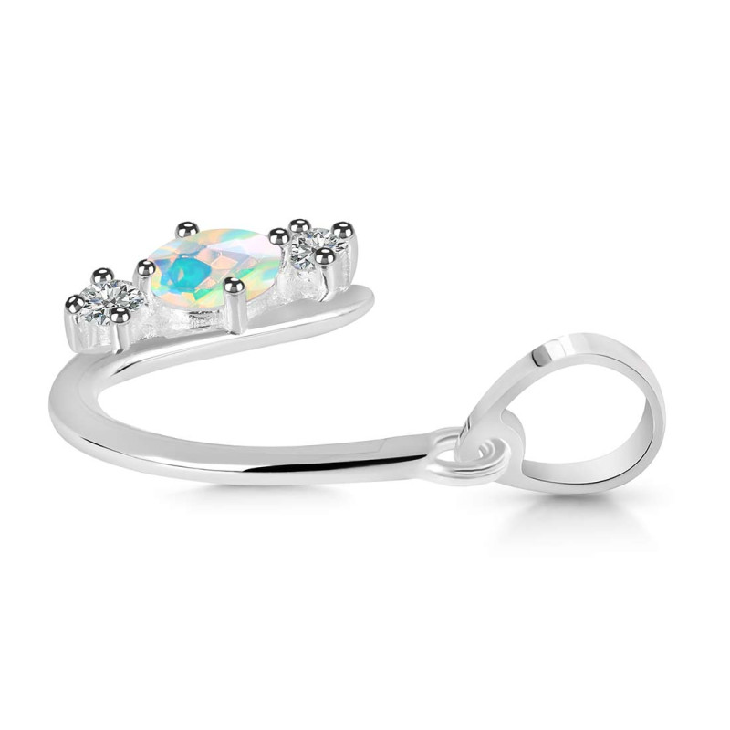 Opal & White Topaz Alphabet U Pendant