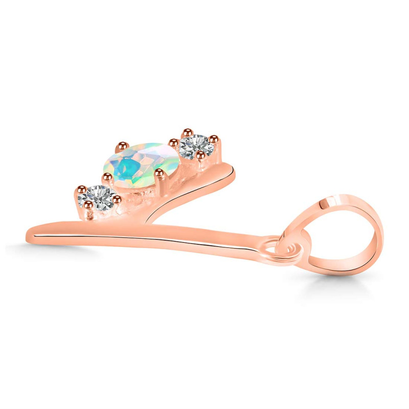 Opal & White Topaz Alphabet Y Pendant OPL-RDA-77.