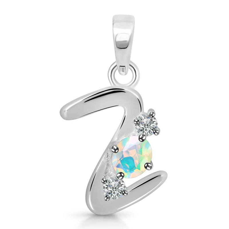 Opal & White Topaz Alphabet Z Pendant OPL-RDA-78.