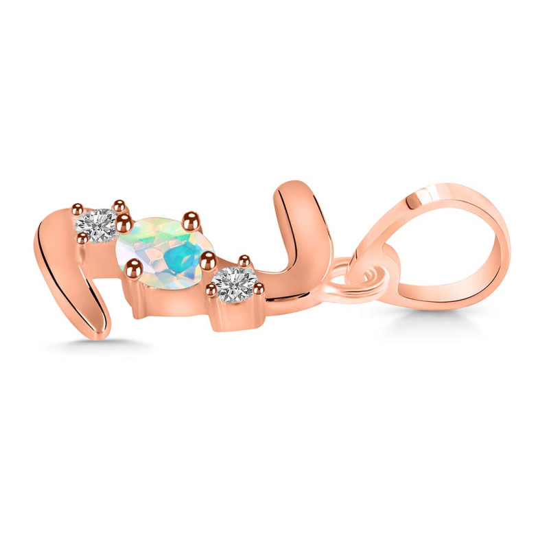 Opal & White Topaz Alphabet Z Pendant OPL-RDA-78.