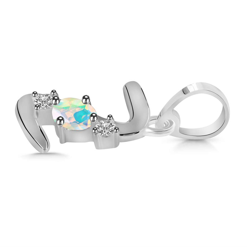 Opal & White Topaz Alphabet Z Pendant
