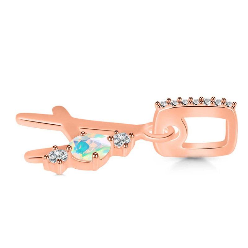 Opal & White Topaz Alphabet A Pendant OPL-RDA-79.