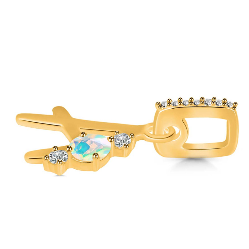 Opal & White Topaz Alphabet A Pendant OPL-RDA-79.