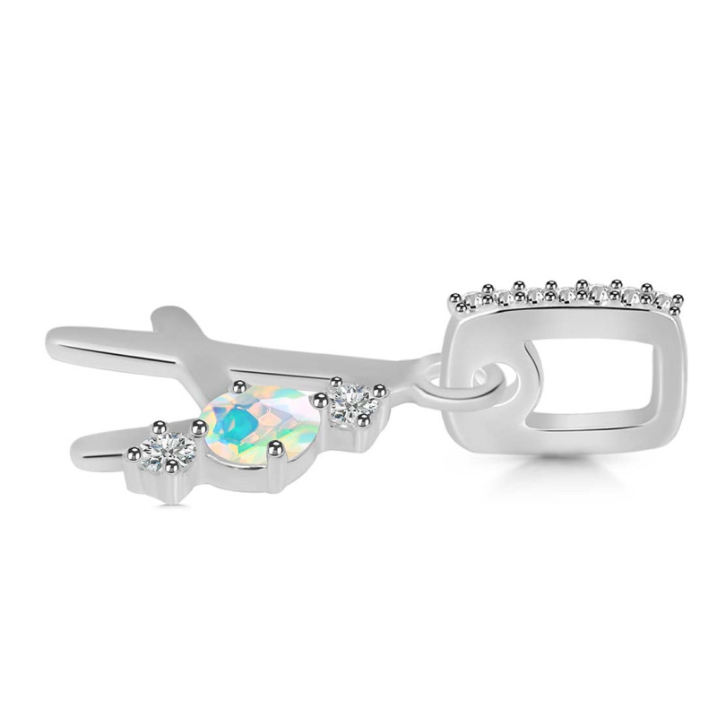 Opal & White Topaz Alphabet A Pendant