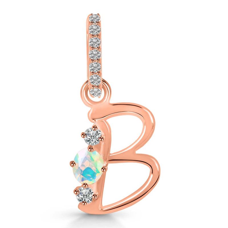 Opal & White Topaz Alphabet B Pendant OPL-RDA-80.