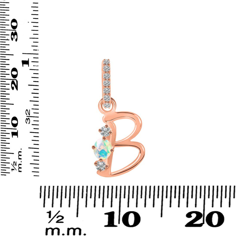 Opal & White Topaz Alphabet B Pendant OPL-RDA-80.