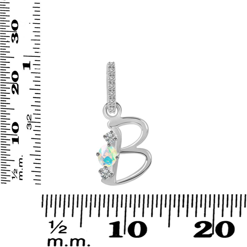 Opal & White Topaz Alphabet B Pendant OPL-RDA-80.