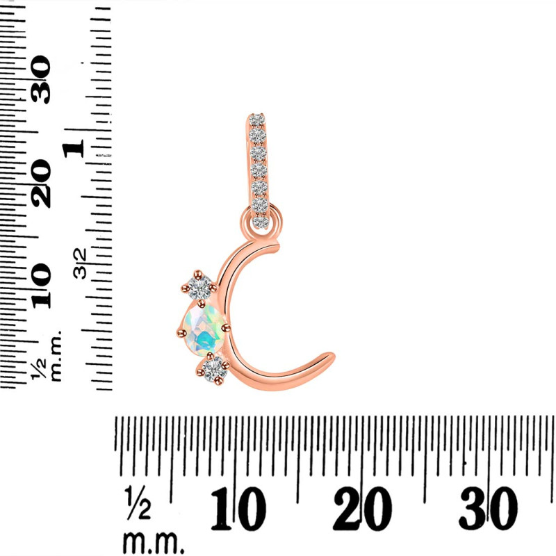 Opal & White Topaz Alphabet C Pendant OPL-RDA-81.