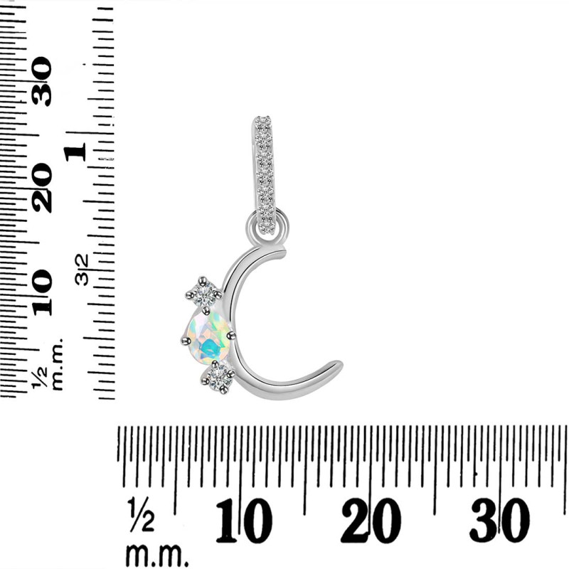 Opal & White Topaz Alphabet C Pendant OPL-RDA-81.