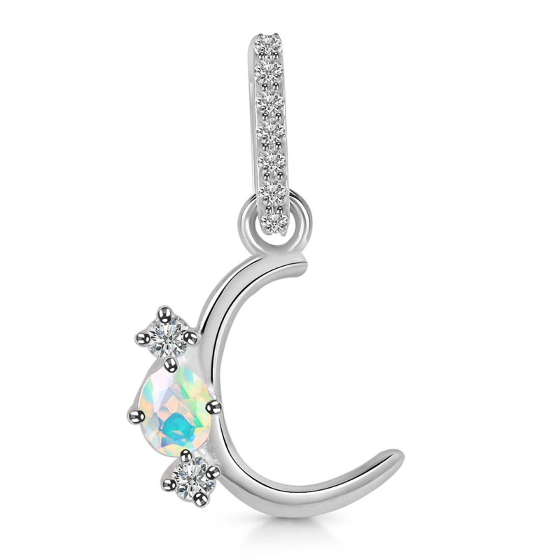 Opal & White Topaz Alphabet C Pendant OPL-RDA-81.