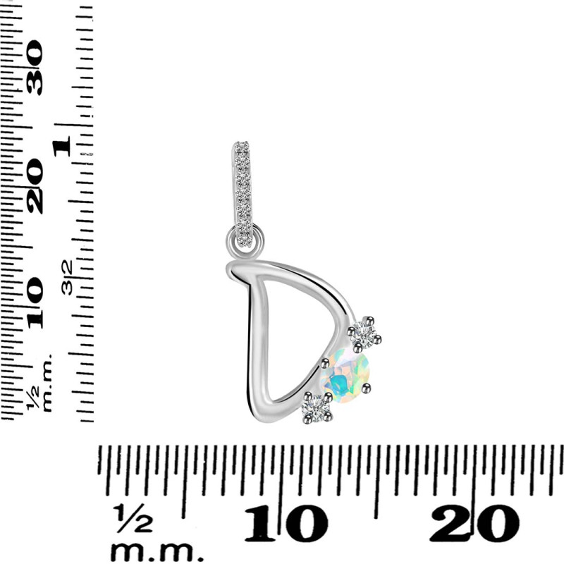 Opal & White Topaz Alphabet D Pendant OPL-RDA-82.