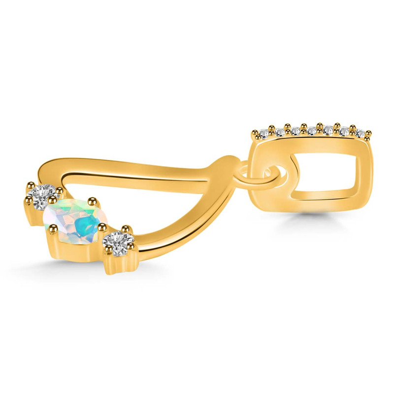 Opal & White Topaz Alphabet D Pendant OPL-RDA-82.