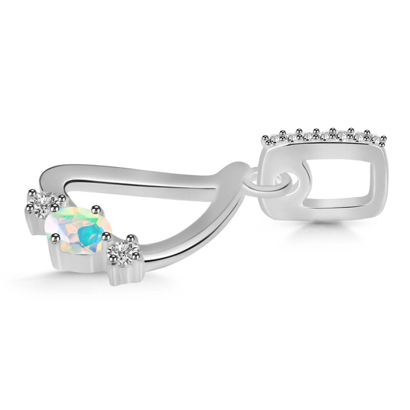 Opal & White Topaz Alphabet D Pendant