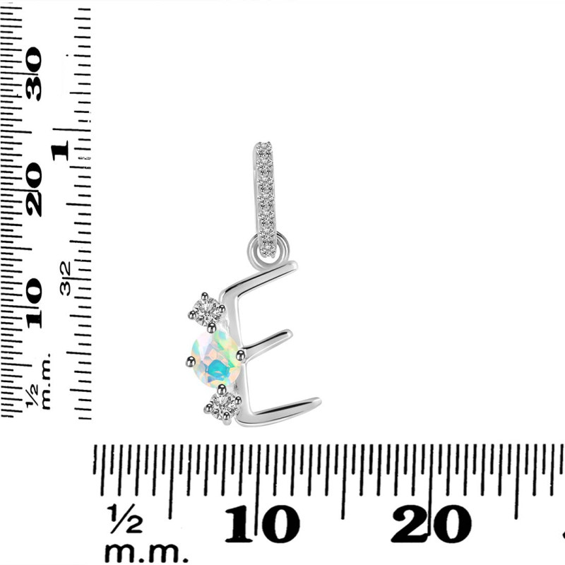 Opal & White Topaz Alphabet E Pendant OPL-RDA-83.