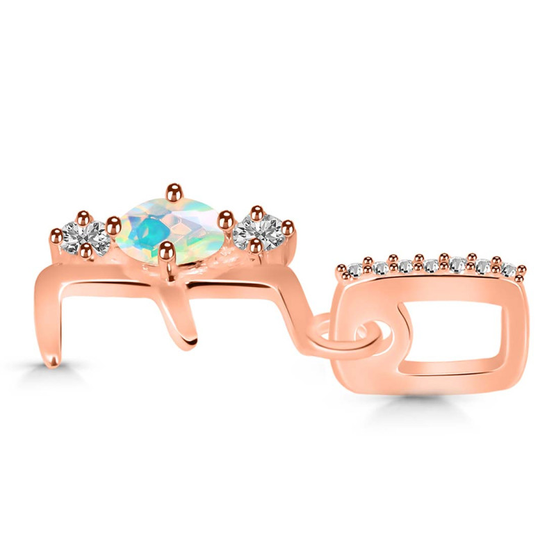 Opal & White Topaz Alphabet E Pendant OPL-RDA-83.