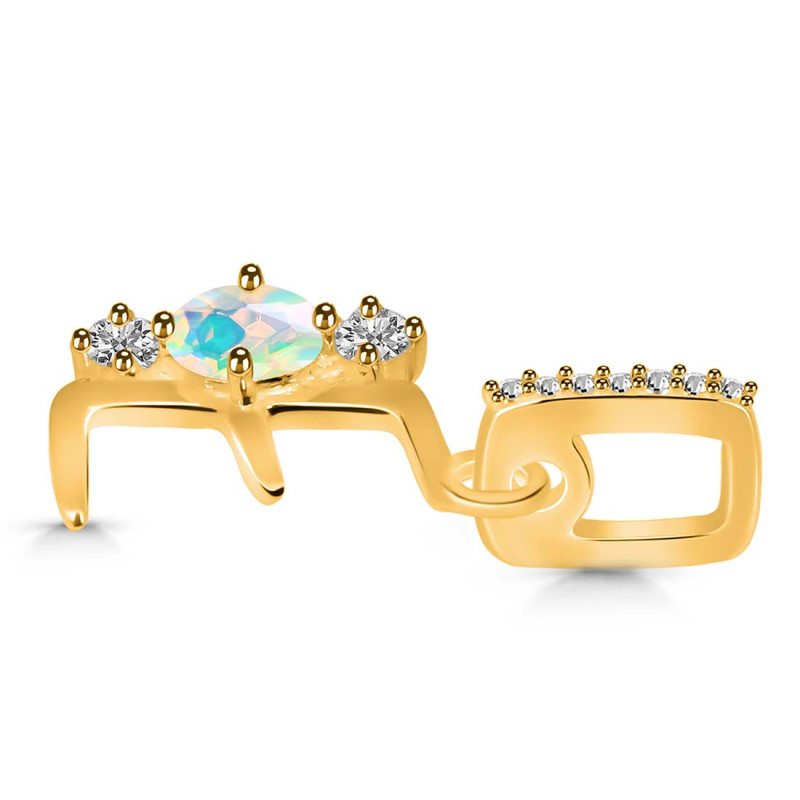Opal & White Topaz Alphabet E Pendant OPL-RDA-83.