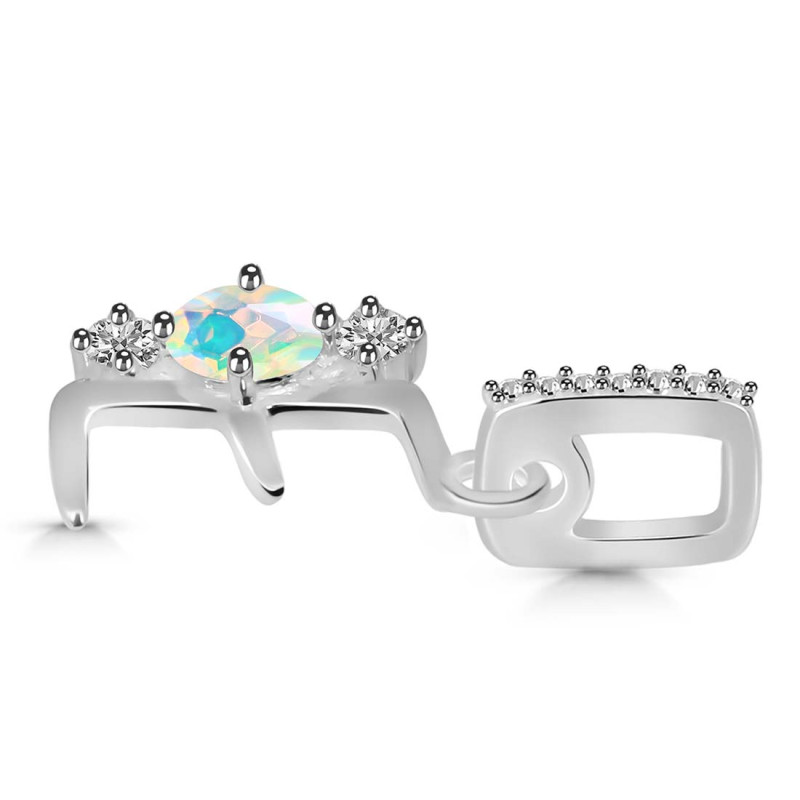 Opal & White Topaz Alphabet E Pendant