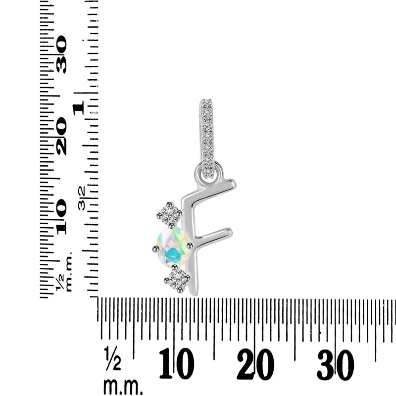 Opal & White Topaz Alphabet F Pendant OPL-RDA-84.