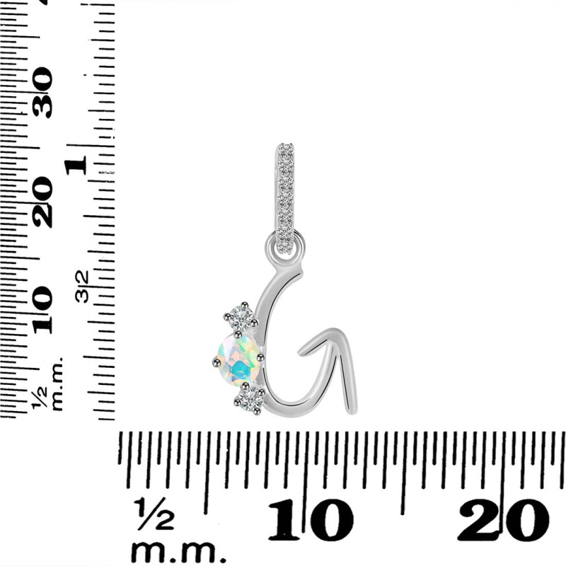 Opal & White Topaz Alphabet G Pendant OPL-RDA-85.