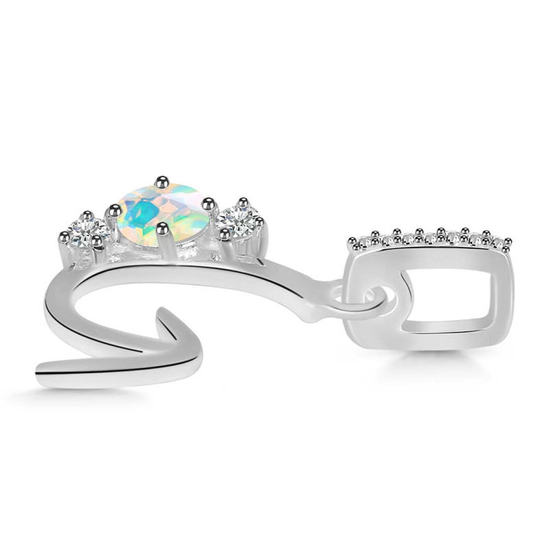 Opal & White Topaz Alphabet G Pendant