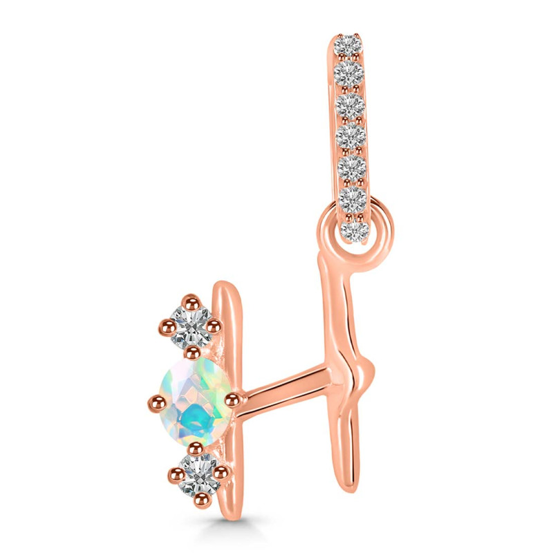 Opal & White Topaz Alphabet H Pendant OPL-RDA-86.