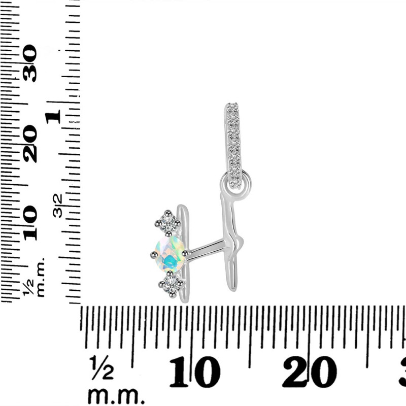 Opal & White Topaz Alphabet H Pendant OPL-RDA-86.