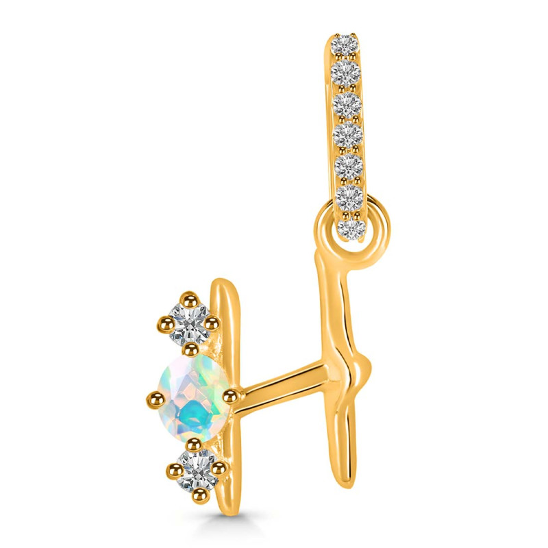 Opal & White Topaz Alphabet H Pendant OPL-RDA-86.