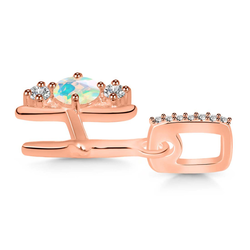 Opal & White Topaz Alphabet H Pendant OPL-RDA-86.