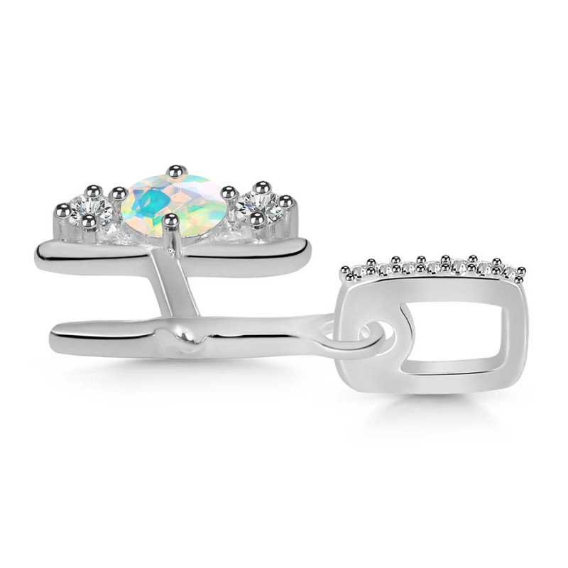 Opal & White Topaz Alphabet H Pendant