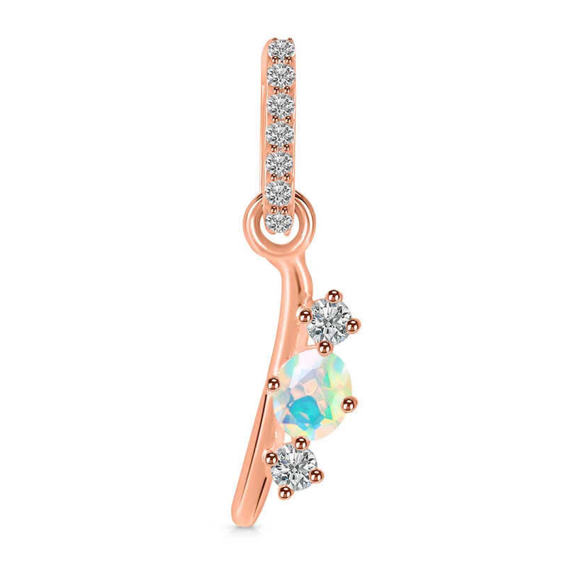 Opal & White Topaz Alphabet I Pendant OPL-RDA-87.