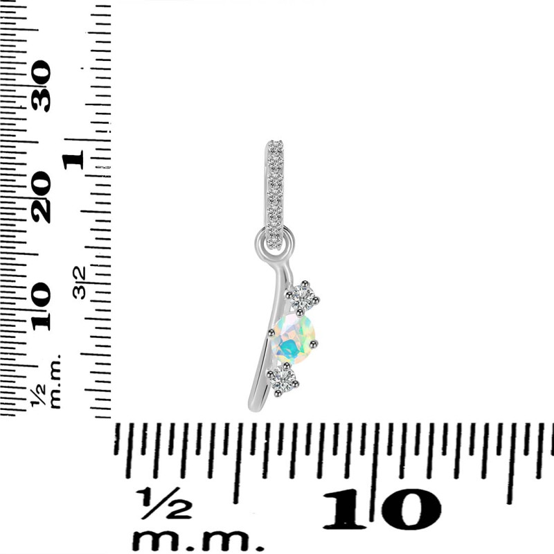 Opal & White Topaz Alphabet I Pendant OPL-RDA-87.