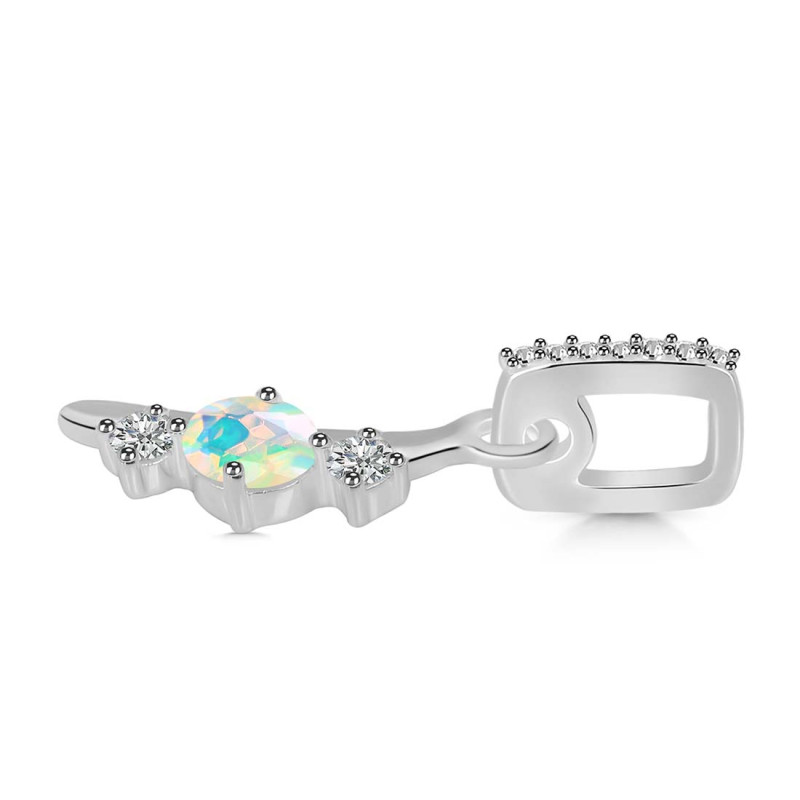Opal & White Topaz Alphabet I Pendant