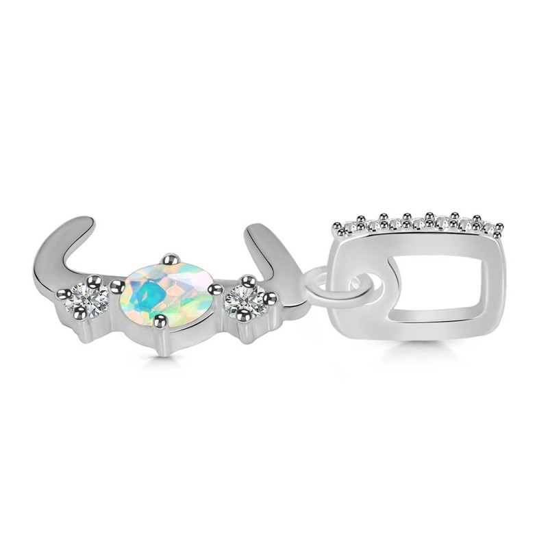 Opal & White Topaz Alphabet J Pendant