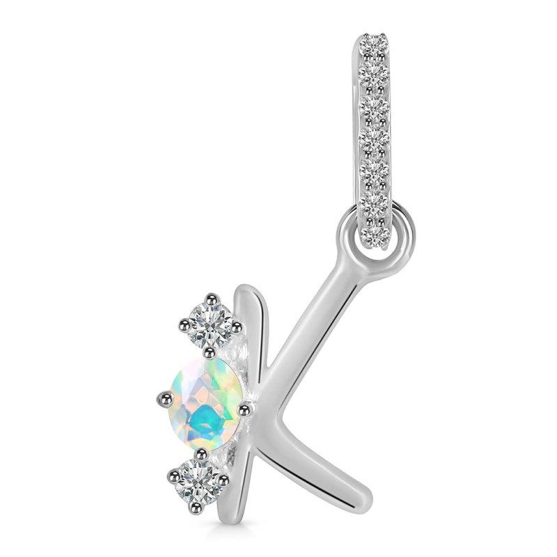 Opal & White Topaz Alphabet K Pendant OPL-RDA-89.