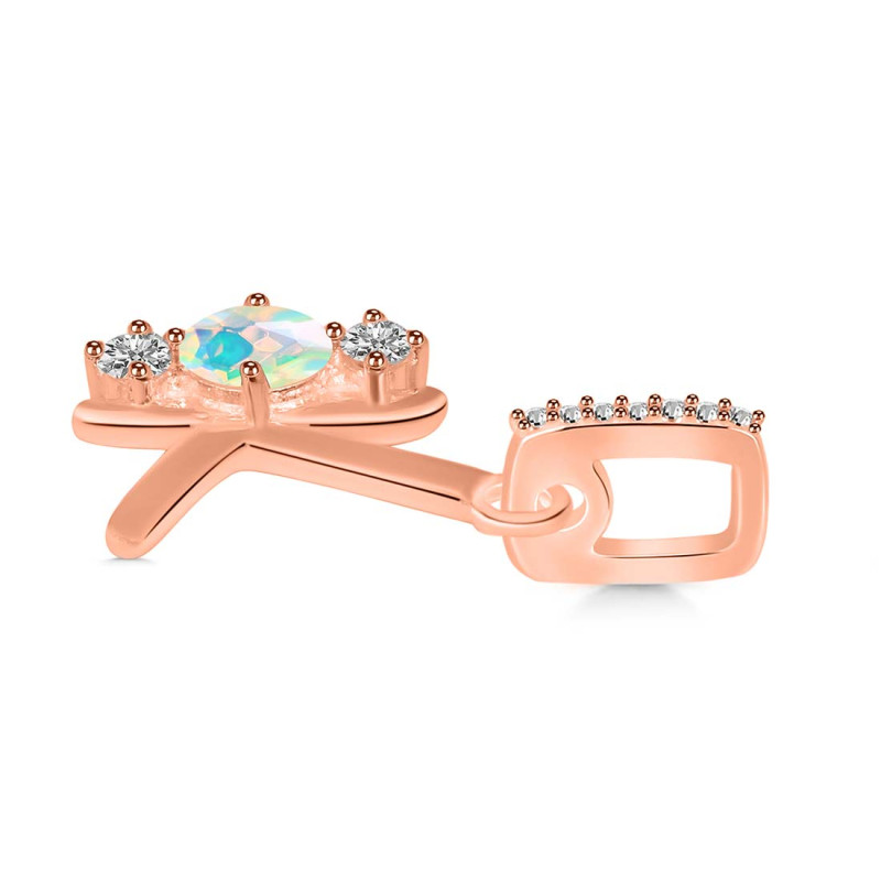 Opal & White Topaz Alphabet K Pendant OPL-RDA-89.