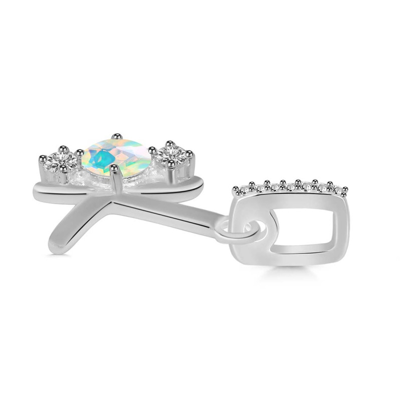 Opal & White Topaz Alphabet K Pendant