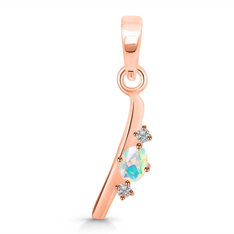 Opal & White Topaz Alphabet I Pendant OPL-RDA-9.