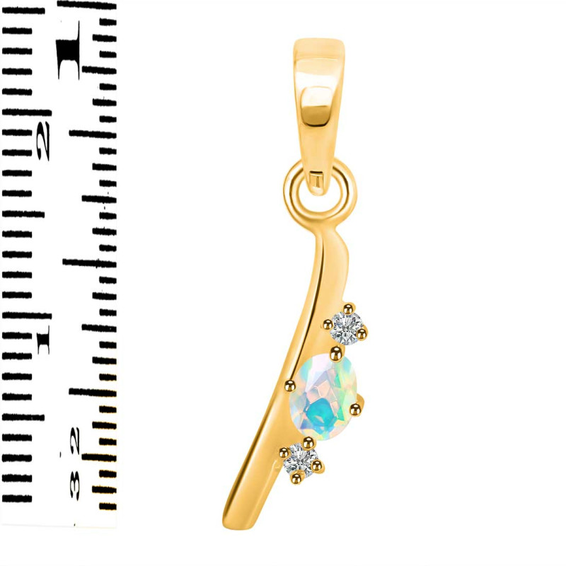 Opal & White Topaz Alphabet I Pendant OPL-RDA-9.
