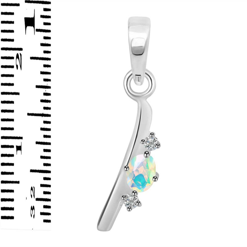 Opal & White Topaz Alphabet I Pendant OPL-RDA-9.