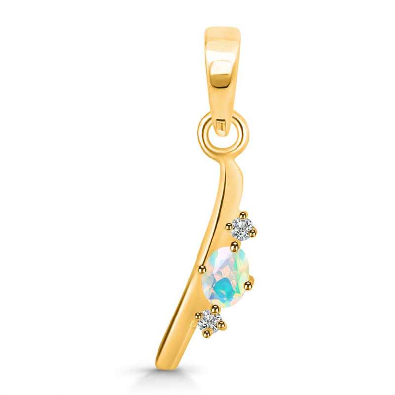 Opal & White Topaz Alphabet I Pendant OPL-RDA-9.