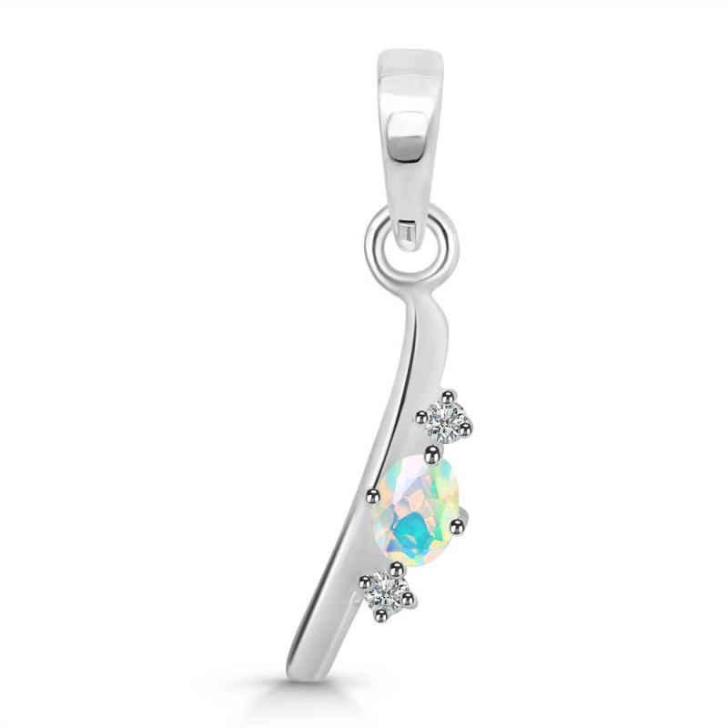 Opal & White Topaz Alphabet I Pendant OPL-RDA-9.