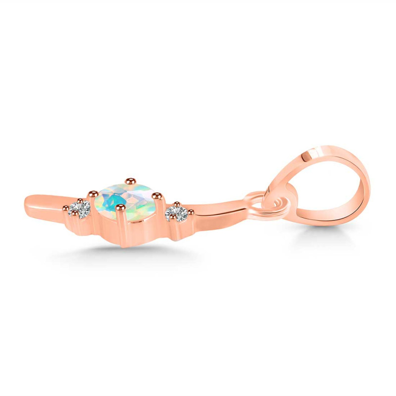 Opal & White Topaz Alphabet I Pendant OPL-RDA-9.