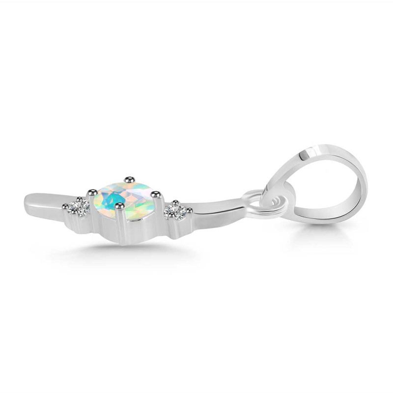 Opal & White Topaz Alphabet I Pendant
