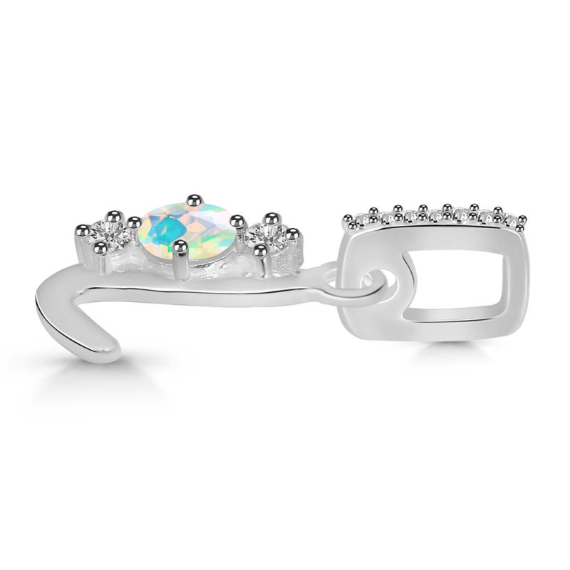 Opal & White Topaz Alphabet L Pendant