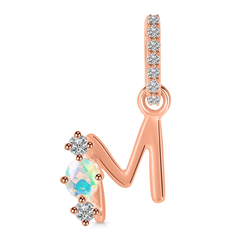 Opal & White Topaz Alphabet M Pendant OPL-RDA-91.